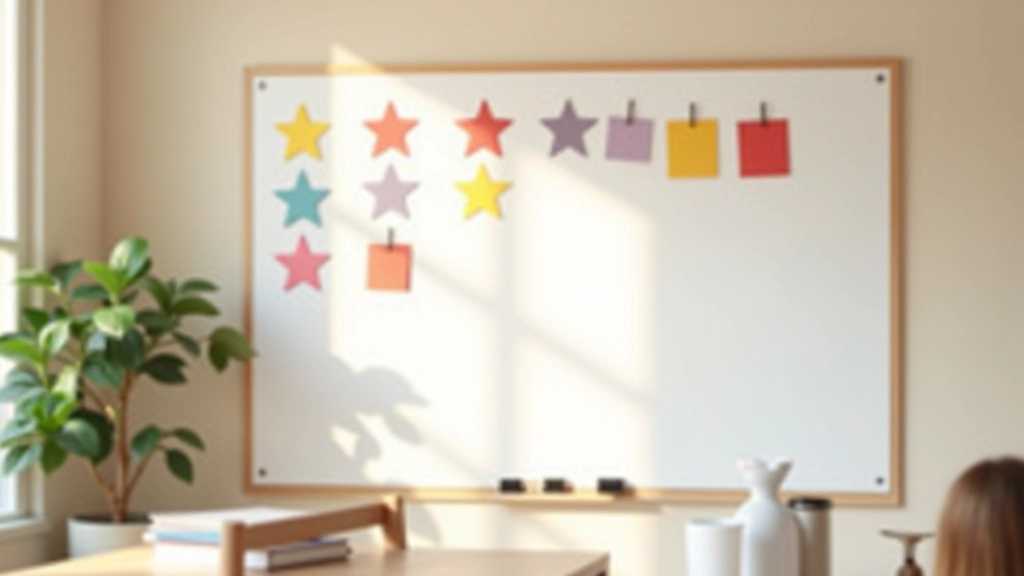 Tableau d'affichage familial montrant les jalons et réussites, système de suivi visuel des progrès financiers collectifs