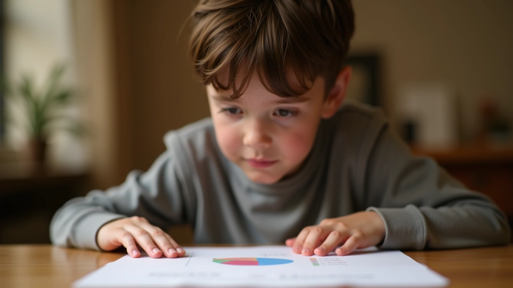 Pré-ado pointant du doigt sur un graphique budgétaire simplifié