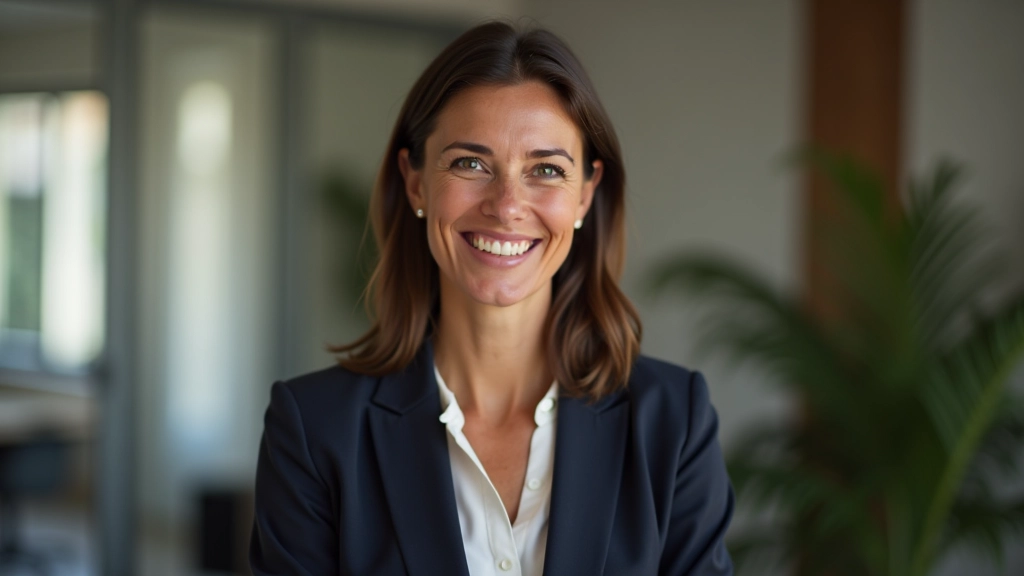 Femme experte en finances familiales, portrait professionnel, sourire bienveillant